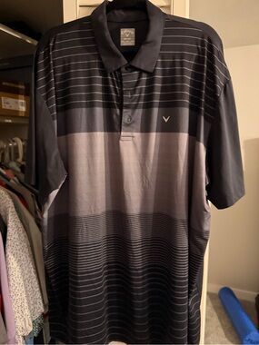 Callaway Men's Black and Gray Gradient Stripe Polo